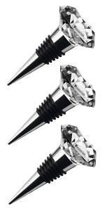 JETKONG 3 Pcs Wine Stoppers Crystal Wine and Beverage Bottle Stopper Diamond Decorative Wine Bottle Stopper (Crystal)