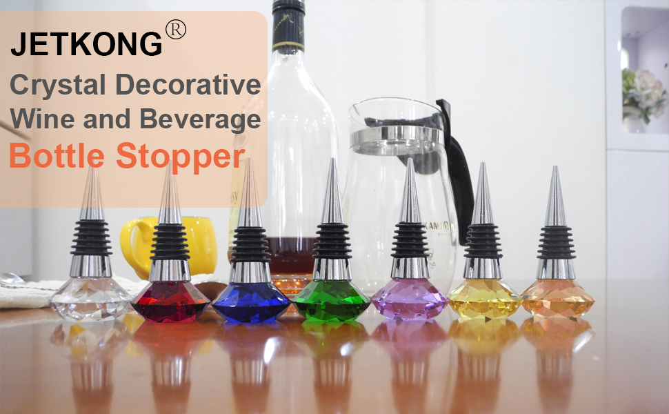 JETKONG 3 Pcs Wine Stoppers Crystal Wine and Beverage Bottle Stopper Diamond Decorative Wine Bottle Stopper (Crystal)