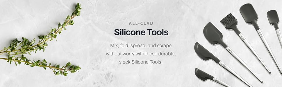 All-Clad Specialty Silicone Kitchen Gadgets 5 Piece Set, Spatulas Kitchen Tools, Kitchen Hacks Black