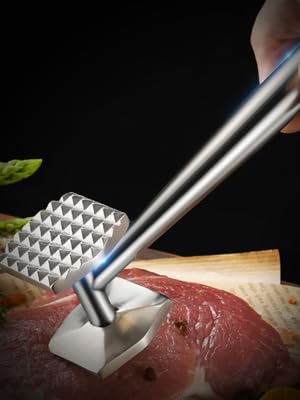 Aliglow Meat Tenderizer Hammer/Mallet Tool/Pounder For Tenderizing and Pounding Steak, Beef And Poultry. Solid Metal Construction With Comfort Grip Handle