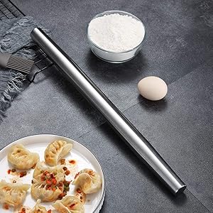 Stainless Steel Rolling Pin, Matte Finish 16.7 Inches, Berglander Rolling Pin For Baking Pizza Dough, Pie, Cookie, Essential Kitchen Utensil Gift Ideas For Bakers.