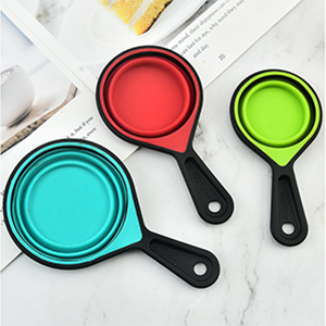 Collapsible Measuring Cups and Spoons Set, 8 Pieces, Silicone, Adjustable for Kitchen, Camping