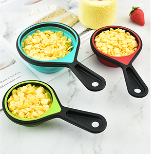 Collapsible Measuring Cups and Spoons Set, 8 Pieces, Silicone, Adjustable for Kitchen, Camping