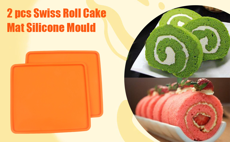 2 pcs Swiss Roll Cake Mat Pad Baking Tool Pastry Tools Silicone Nonstick Baking Rug Mat Silicone Mould