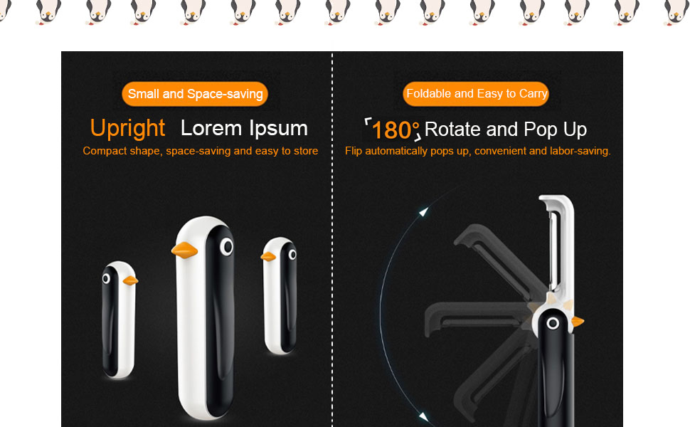 Potato Carrot Peeler Foldable Penguin Shaped Fruit Vegetable Peelers for Kitchen