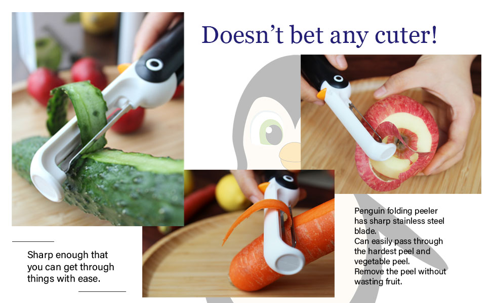 Potato Carrot Peeler Foldable Penguin Shaped Fruit Vegetable Peelers for Kitchen