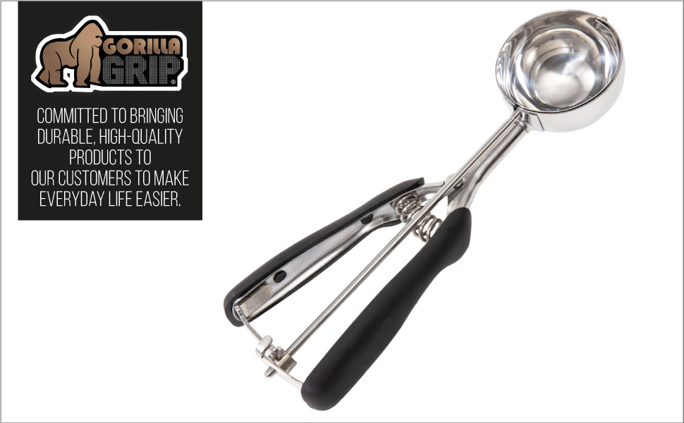 GORILLA GRIP BPA-Free 304 Stainless Steel Cookie Scoop, 3 TBSP Scooper #20, Soft Grip Handle, Easy Food Release, Create Even Portions, Multipurpose Kitchen Melon Baller, Meatball Spring Scoops, Mint