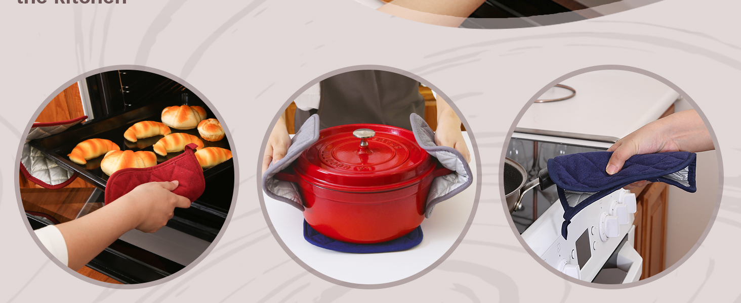 Pot Holders Clearance for Kitchen Heat Resistant Potholder, Hot Pads, Trivet for Cooking and Baking (5, Dark Blue)