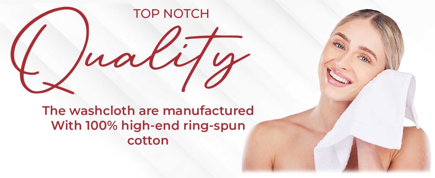 DAN RIVER 24 Pack Wash Cloths for Showering [12x12] - 100% Cotton Washcloths Premium Quality Flannel Face Cloths for Bathroom, Highly Absorbent and Soft Feel Wash Clothes, White