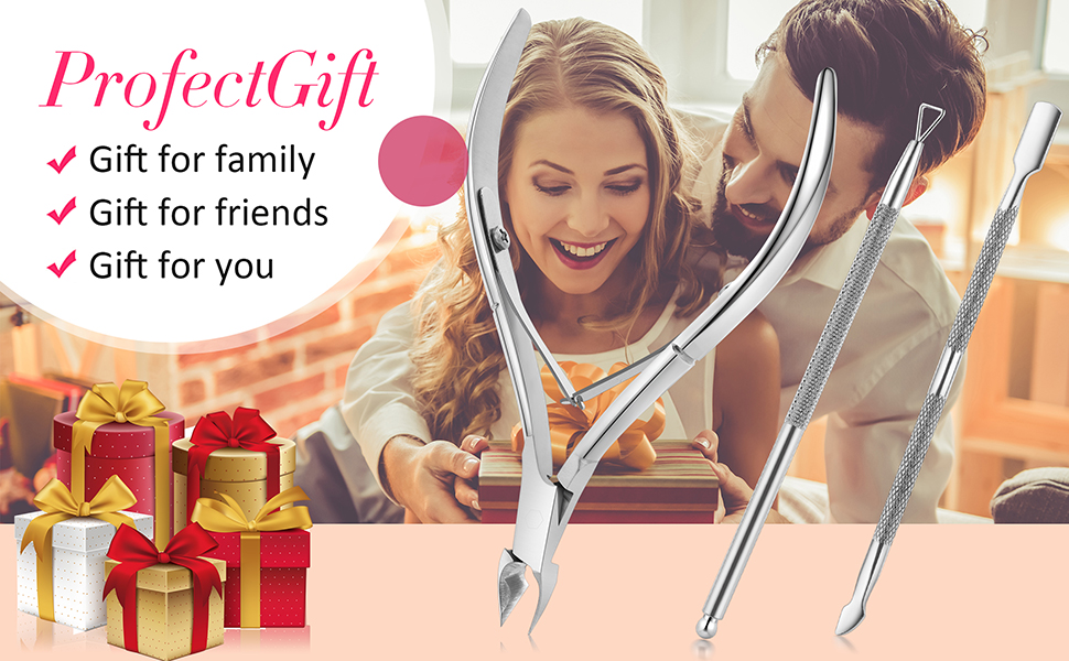 YINYIN Cuticle Trimmer with Cuticle Pusher and Cutter, Professional Stainless Steel Nippers, Cutter Clippers, Cuticle Remover, Pedicure Manicure Tools for Fingernails and Toenails, Sliver