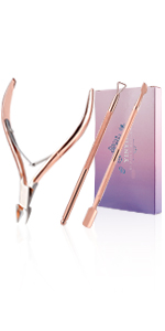 YINYIN Cuticle Trimmer with Cuticle Pusher and Cutter, Professional Stainless Steel Nippers, Cutter Clippers, Cuticle Remover, Pedicure Manicure Tools for Fingernails and Toenails, Sliver