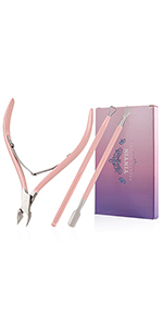YINYIN Cuticle Trimmer with Cuticle Pusher and Cutter, Professional Stainless Steel Nippers, Cutter Clippers, Cuticle Remover, Pedicure Manicure Tools for Fingernails and Toenails, Sliver