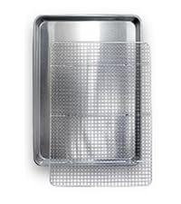 Commercial Quality Cookie Sheet and Rack - Aluminum Half Sheet Baking Pan and Stainless Steel Cooling Rack Set 13x18 Rust & Warp Resistant, Heavy Duty