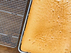 Commercial Quality Cookie Sheet and Rack - Aluminum Half Sheet Baking Pan and Stainless Steel Cooling Rack Set 13x18 Rust & Warp Resistant, Heavy Duty