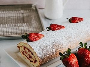 Commercial Quality Cookie Sheet and Rack - Aluminum Half Sheet Baking Pan and Stainless Steel Cooling Rack Set 13x18 Rust & Warp Resistant, Heavy Duty