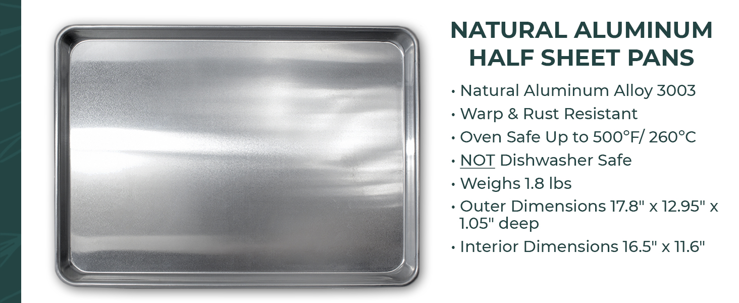 Commercial Quality Cookie Sheet and Rack - Aluminum Half Sheet Baking Pan and Stainless Steel Cooling Rack Set 13x18 Rust & Warp Resistant, Heavy Duty