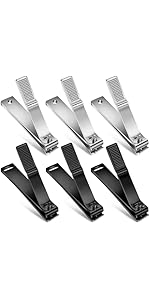 Mudder 6 Pcs Silver Large Nail Clippers Stainless Steel Ultra Sharp Sturdy Fingernail and Toenail Clipper Cutters Straight Edge Toenails Nail Trimmer Cutters for Men Women Thick Nails Anti-slip Handle