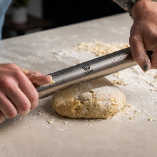 Ultra Cuisine French Rolling Pin for Baking – Tapered Stainless Steel Design with Measurements, Professional or Home Use with Pizza, Cookie, & Pastry Dough, or Fondant and Pie Crust – Dishwasher-Safe