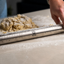 Ultra Cuisine French Rolling Pin for Baking – Tapered Stainless Steel Design with Measurements, Professional or Home Use with Pizza, Cookie, & Pastry Dough, or Fondant and Pie Crust – Dishwasher-Safe