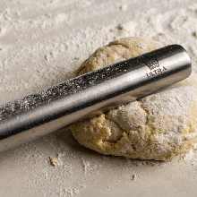 Ultra Cuisine French Rolling Pin for Baking – Tapered Stainless Steel Design with Measurements, Professional or Home Use with Pizza, Cookie, & Pastry Dough, or Fondant and Pie Crust – Dishwasher-Safe