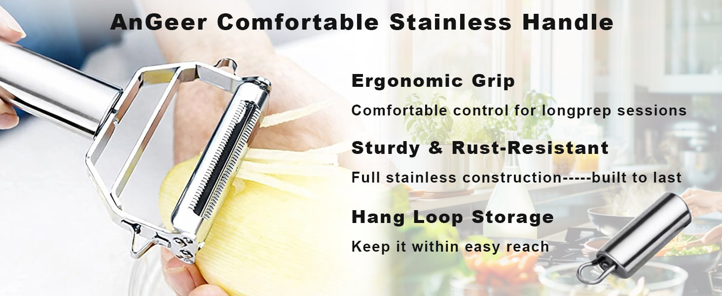 Julienne Peeler, Stainless Steel Vegetable Peeler, Double-Sided Blade Vegetable Julienne Cutter and Fruit Slicer, Dual Blade Multifunction Potato Peeler