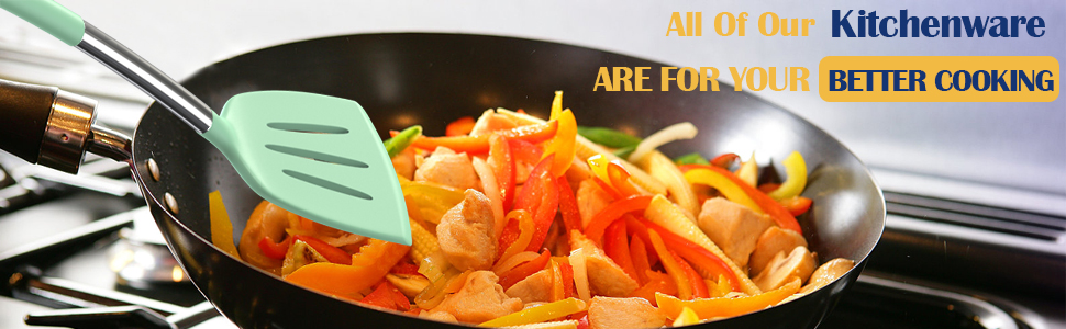 Silicone Cooking Utensil Set, Fungun Non-stick Kitchen Utensil 24 Pcs Cooking Utensils Set, Heat Resistant Cookware, Silicone Kitchen Tools Gift with Stainless Steel Handle (Colorful-24pcs)