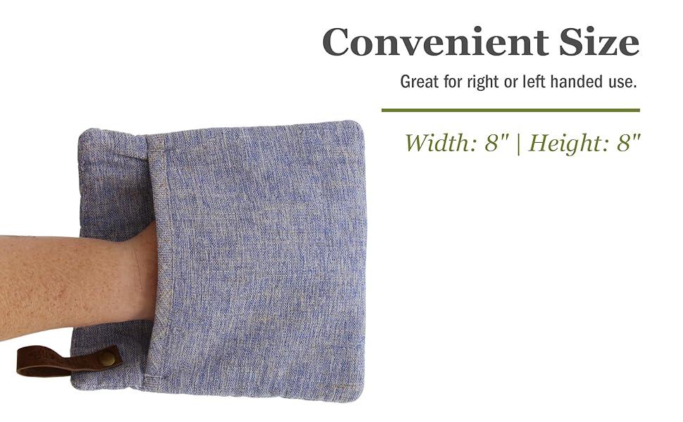 Cuisinart Chambray Pot Holders with Soft Insulated Pockets, 2pk - Heat Resistant Hot Pads, Trivets Protect Hands and Surfaces from Hot Kitchenware - Ideal Kitchen Set with Faux Leather Loop - Marine