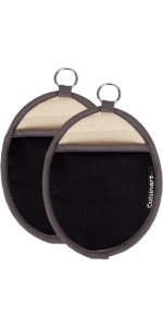 Cuisinart Chambray Pot Holders with Soft Insulated Pockets, 2pk - Heat Resistant Hot Pads, Trivets Protect Hands and Surfaces from Hot Kitchenware - Ideal Kitchen Set with Faux Leather Loop - Marine