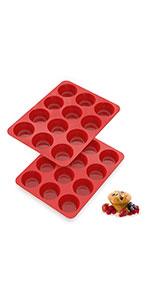 SILIVO Silicone Brownie Pan with Dividers - 2 Pack 12-Cavity Non-Stick Silicone Molds for Brownie Bites, Fudges and Minecraft Cakes