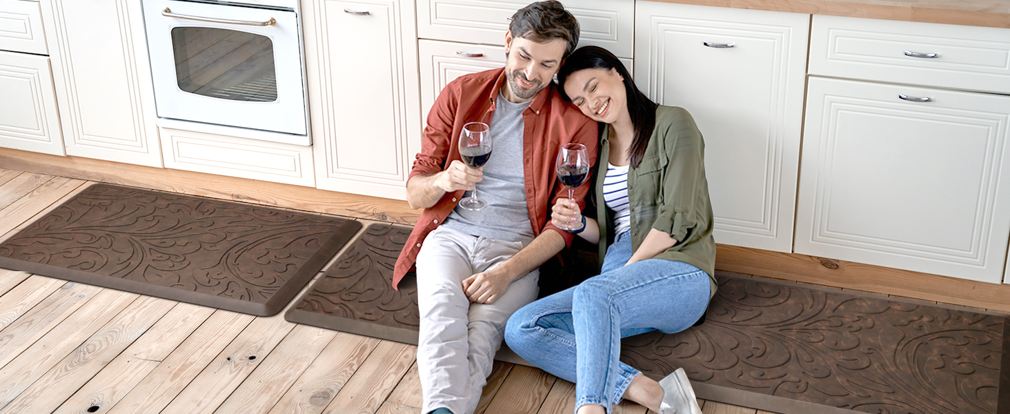 KMAT Kitchen Mat Cushioned Anti-Fatigue Waterproof Non-Slip Standing Mat Ergonomic Comfort Rug for Home,Office,Sink,Laundry,Desk 17.3