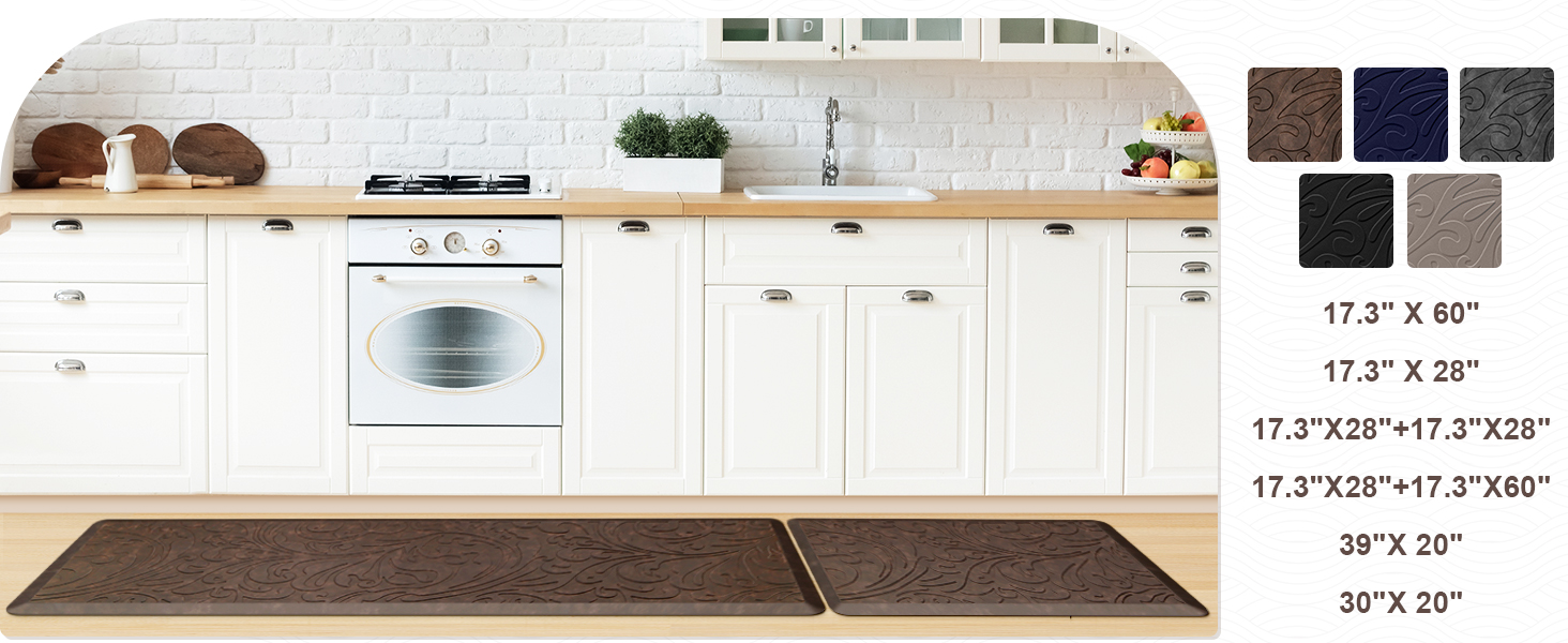 KMAT Kitchen Mat Cushioned Anti-Fatigue Waterproof Non-Slip Standing Mat Ergonomic Comfort Rug for Home,Office,Sink,Laundry,Desk 17.3