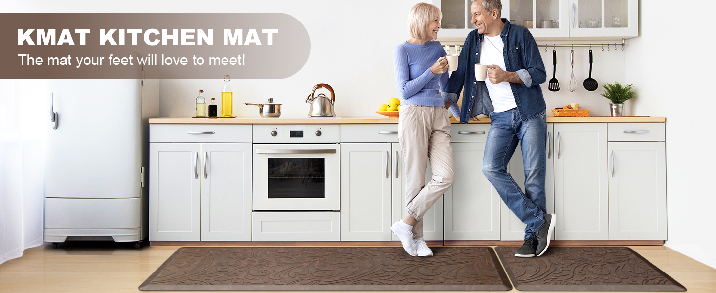 KMAT Kitchen Mat Cushioned Anti-Fatigue Waterproof Non-Slip Standing Mat Ergonomic Comfort Rug for Home,Office,Sink,Laundry,Desk 17.3