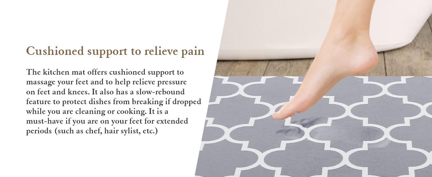 KMAT Kitchen Mat [2 PCS] Cushioned Anti-Fatigue Kitchen Rug, Waterproof Non-Slip Kitchen Mats and Rugs Heavy Duty PVC Ergonomic Comfort Foam Rug for Kitchen, Floor Home, Office, Sink, Laundry,Grey