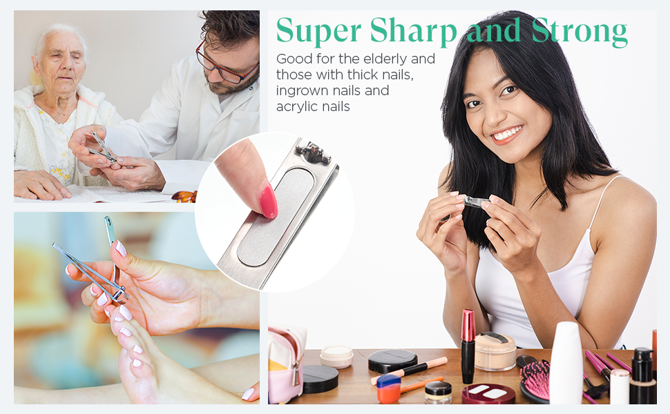 2 Pieces Nail Clipper for Thick Nails, Straight Edge Toenail Clippers, Heavy Duty Stainless Steel Fingernail Cutters, Large Wide Mouth Fingernail and Toenail Scissors for Men Women