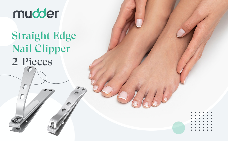 2 Pieces Nail Clipper for Thick Nails, Straight Edge Toenail Clippers, Heavy Duty Stainless Steel Fingernail Cutters, Large Wide Mouth Fingernail and Toenail Scissors for Men Women