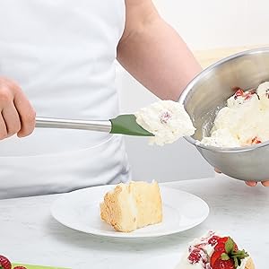 Tovolo Flex-Core Silicone Spatula Metal Handle for Scraping Bowls Mixing and Baking, Dishwasher Safe Heat Resistant Stainless Steel Silicone Spatula for Cast Iron and Nonstick Cookware, Deep Indigo