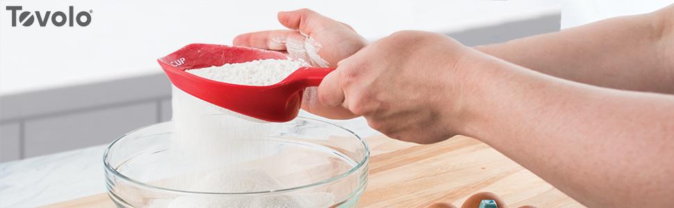 Tovolo Scoop & Sift Flour Sifter for Baking Dusting 1 Cup Fine 20 Mesh Sieve Flour Duster, Easy Scoop Dishwasher Safe Baking Powdered Sugar Flour Sifting Tool for Aerating Coating Dusting, Charcoal