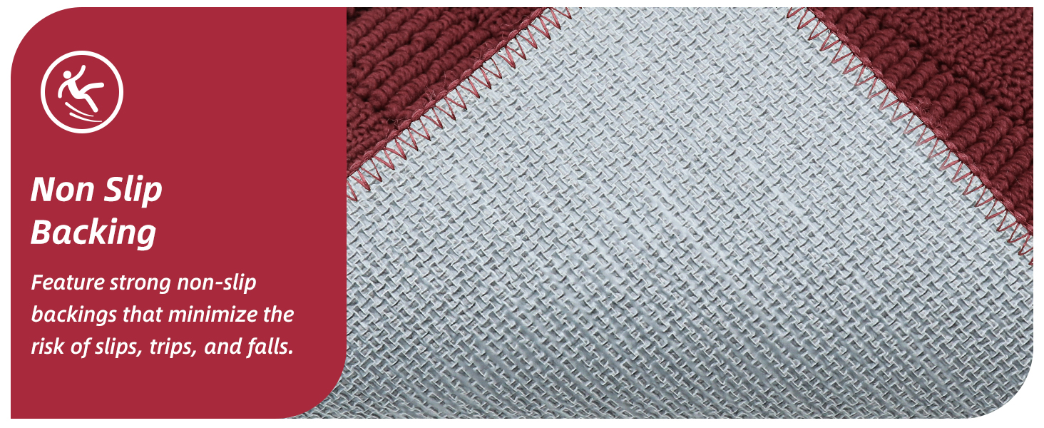 BEQHAUSE 30x18 Inch Kitchen Rug Mat Durable Kitchen Rugs Non-Slip Washable Absorbent Kitchen Mats for Floor Dirt-Resistant Semicircular Kitchen Mat (Red)