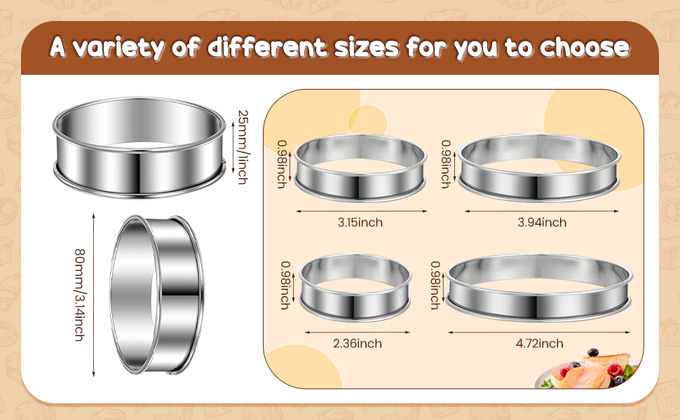 Boao 16 Pcs English Muffin Rings Nonstick Double Rolled Crumpet Rings Round Cookie Cutter Biscuit Cutters Double Rolled Tart Stainless Steel Round Muffin Tart Molds for Home Baking(3 Inch)