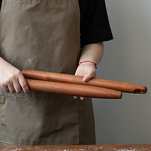 Muso Wood Sapele Wooden French Rolling Pin for Baking, Tapered Roller for Fondant, Pie Crust, Cookie, Pastry (French 15-3/4inch)