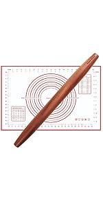 Muso Wood Sapele Wooden French Rolling Pin for Baking, Tapered Roller for Fondant, Pie Crust, Cookie, Pastry (French 15-3/4inch)