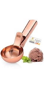 Premium Ice Cream Scoop with Trigger Ice Cream Scooper Stainless Steel, Heavy Duty Metal Icecream Scoop Spoon Dishwasher Safe, Perfect for Frozen Yogurt, Gelatos, Sundaes, Medium Silver