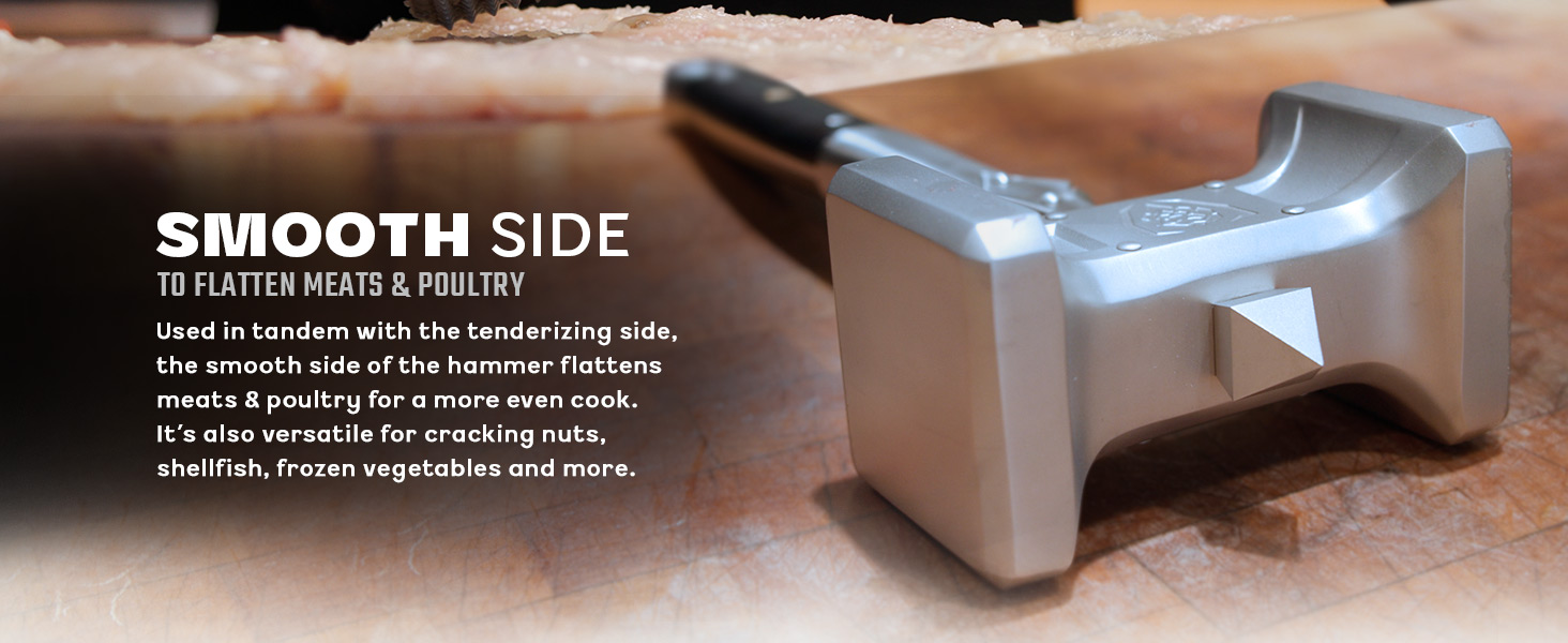 Dalstrong Meat Tenderizer Tool - NEW IMPROVED - Dual Sided, Extra-Large Meat Hammer - Premium High-Carbon Stainless Steel - Meat Mallet - Chef Pounder - Black G10 Handle