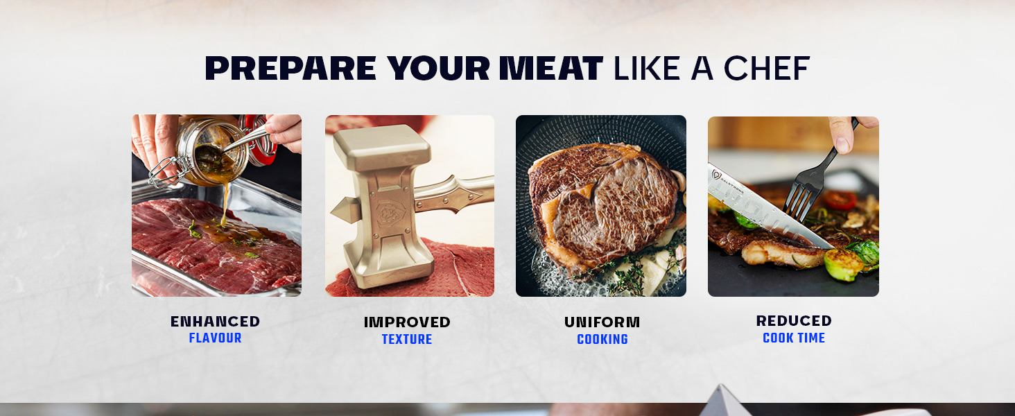 Dalstrong Meat Tenderizer Tool - NEW IMPROVED - Dual Sided, Extra-Large Meat Hammer - Premium High-Carbon Stainless Steel - Meat Mallet - Chef Pounder - Black G10 Handle