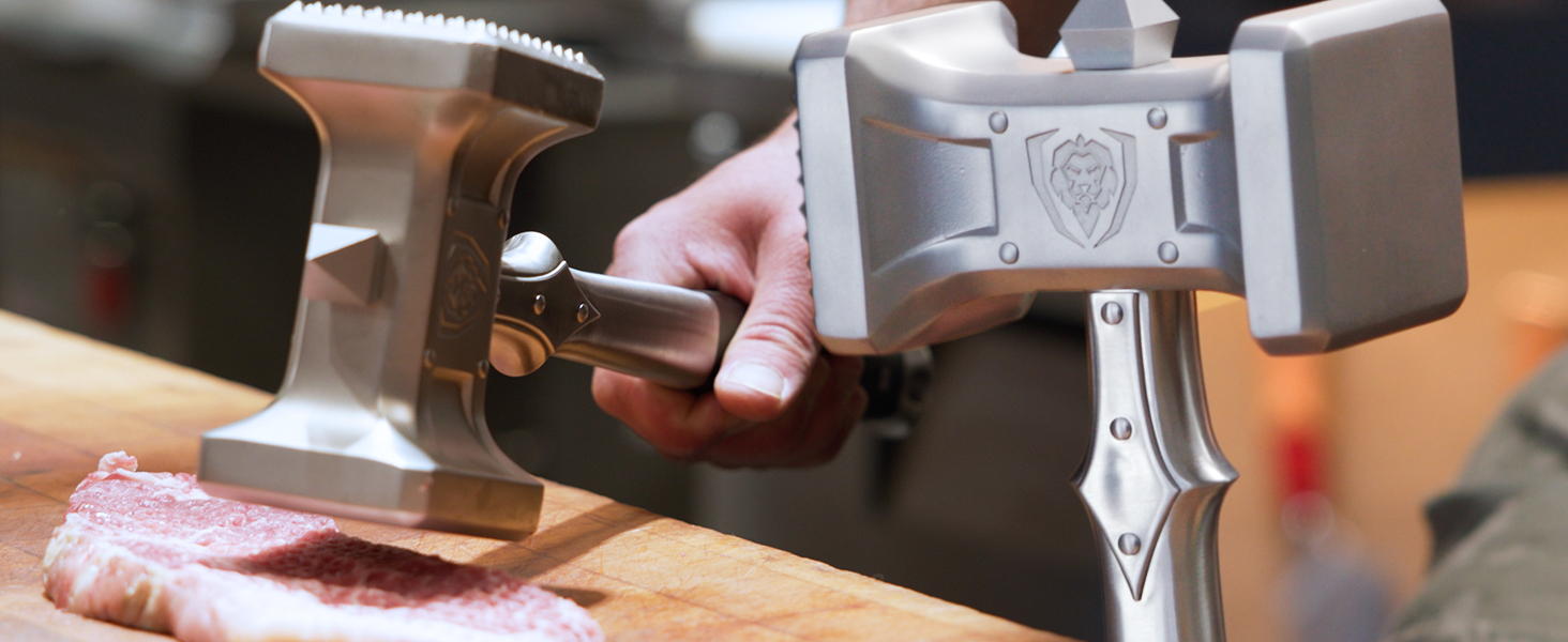 Dalstrong Meat Tenderizer Tool - NEW IMPROVED - Dual Sided, Extra-Large Meat Hammer - Premium High-Carbon Stainless Steel - Meat Mallet - Chef Pounder - Black G10 Handle