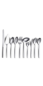 Berglander Pasta Fork, Stainless Steel Pasta Server, Spaghetti Spoon, Spaghetti Server, Noddle Fork, Heat Resistant (Silver)