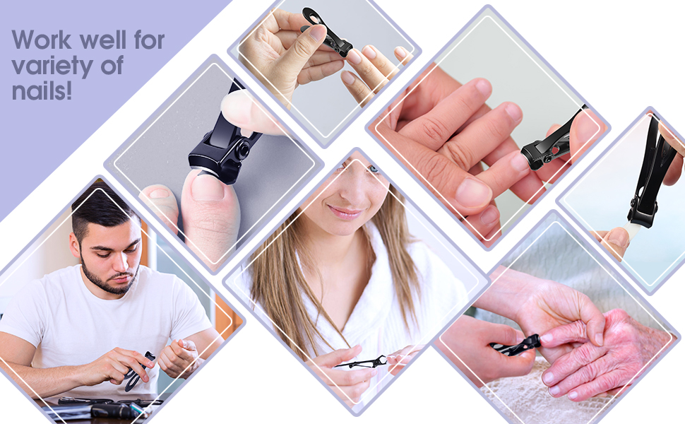 Mudder 2 Pieces Oversized Thick Nail Clippers for Tough Toenails Fingernails Stainless Steel Fingernail Clipper Ultra Wide Jaw Sharp Trimmer Ingrown Manicure Pedicure Men Women Elder, 2 Size(Black)