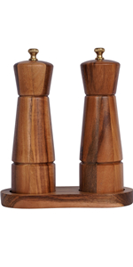 Pepper Mill, Pepper Grinder with Adjustable Stainless Steel Grinder, Acacia Wood, Height 30 cm / 12 inch