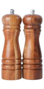 Pepper Mill, Pepper Grinder with Adjustable Stainless Steel Grinder, Acacia Wood, Height 30 cm / 12 inch