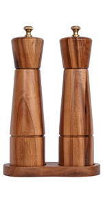 Pepper Mill, Pepper Grinder with Adjustable Stainless Steel Grinder, Acacia Wood, Height 30 cm / 12 inch